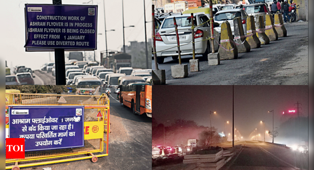 Carriageways of Delhi’s Ashram flyover shut, real test today | Delhi News